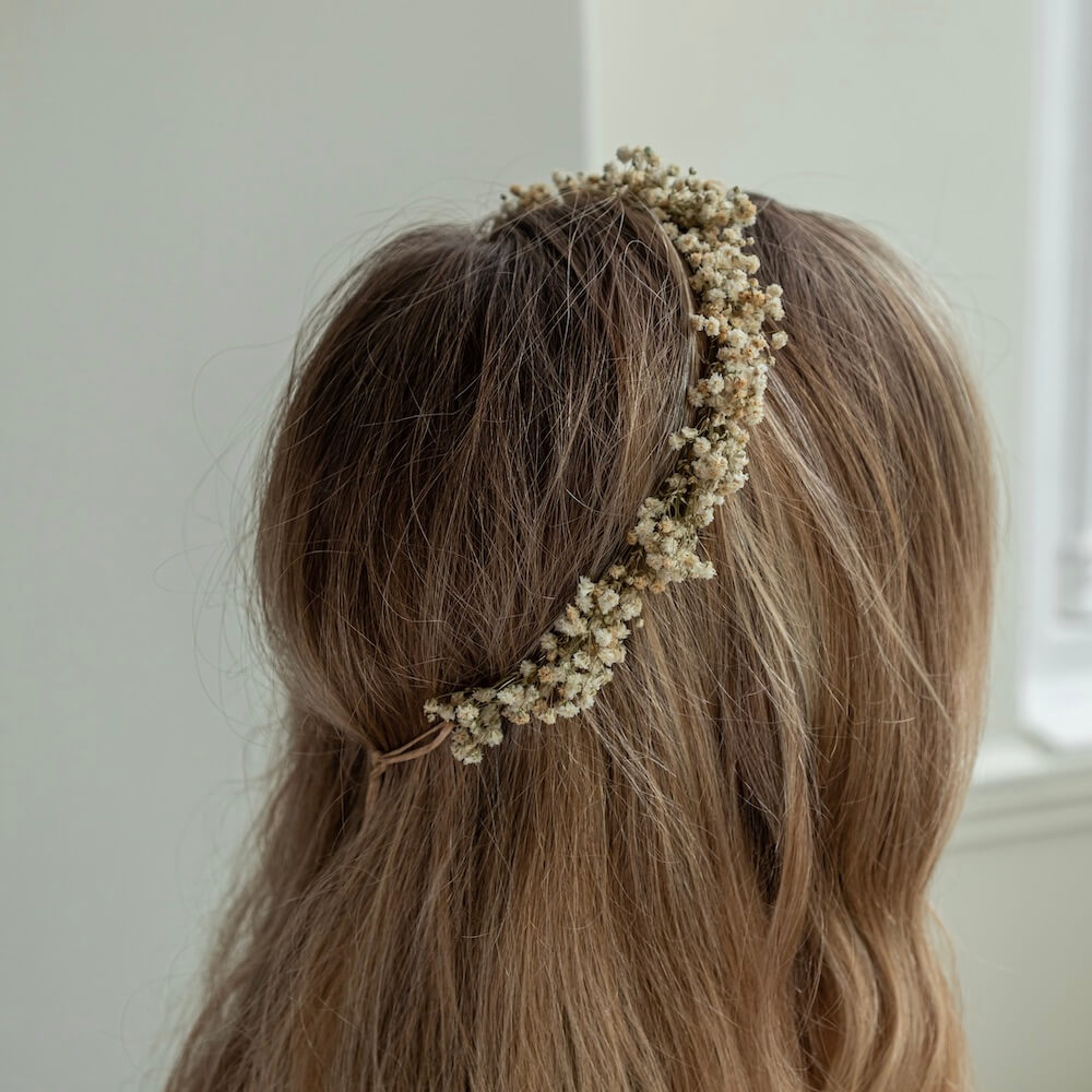 Flowrette Gypsophile couronne fleurs séchées blanche