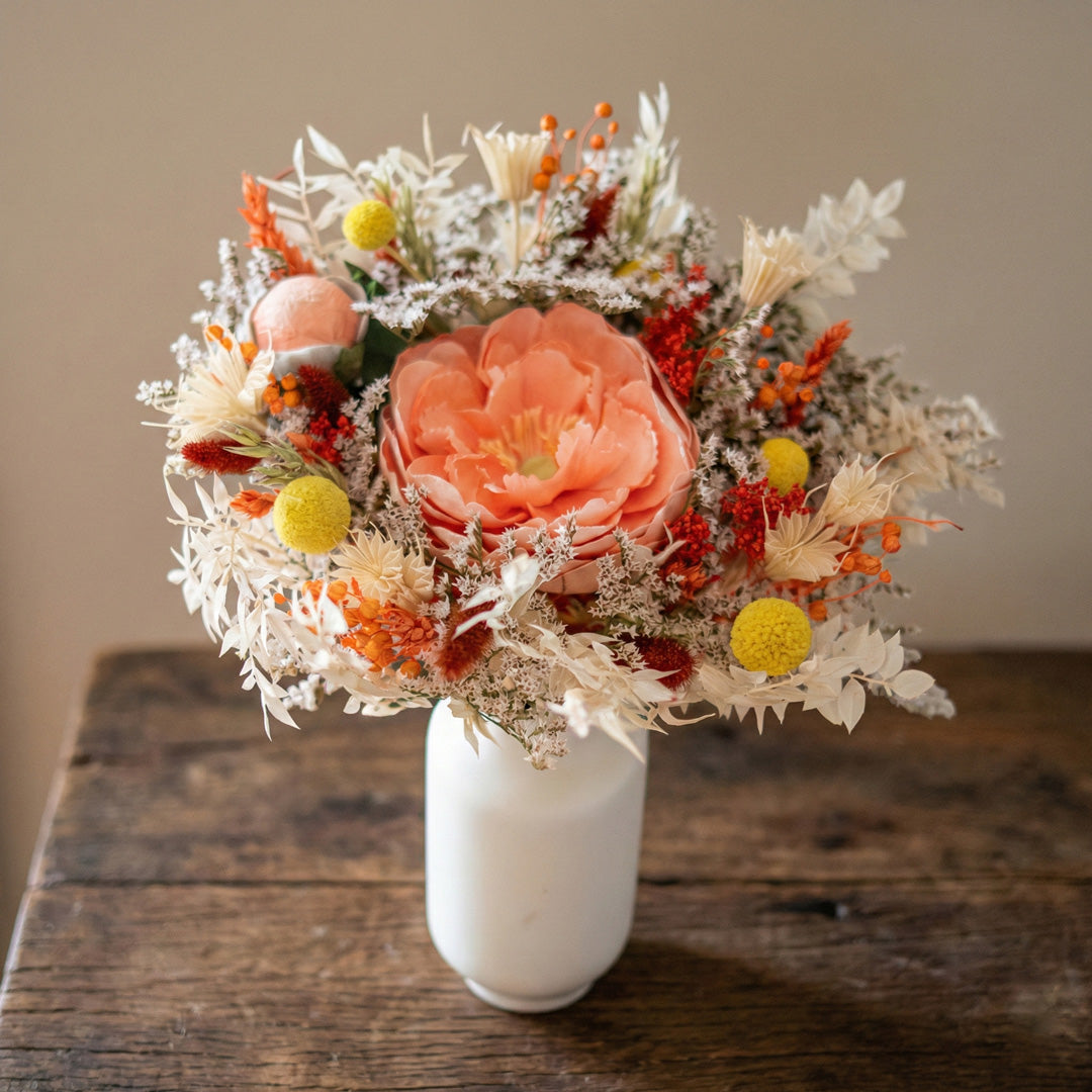 Flowrette Apollinaire bouquet mixte séché pêche