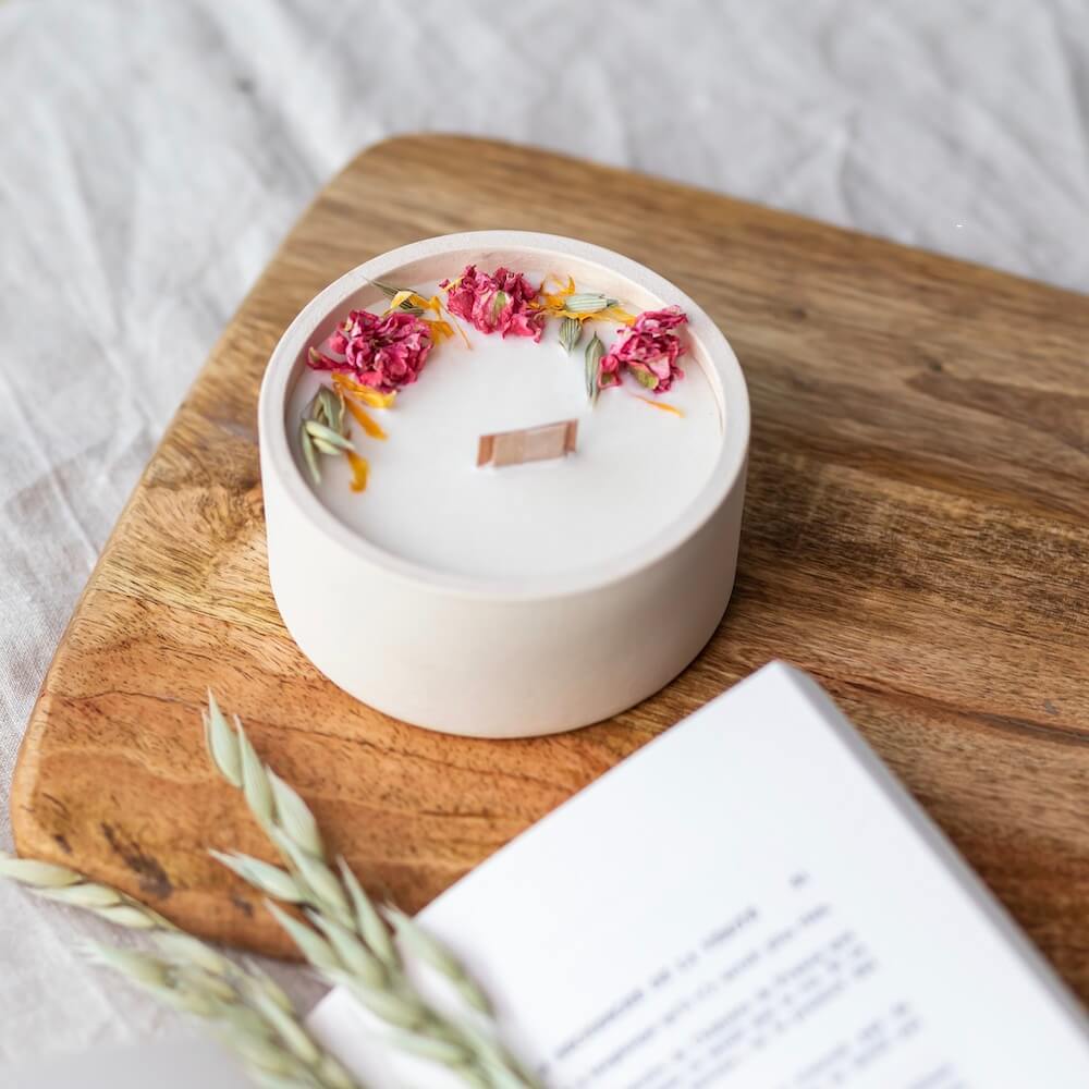 Flowrette Bougies Lin Bougie Fleurie Parfum Linge Céramique