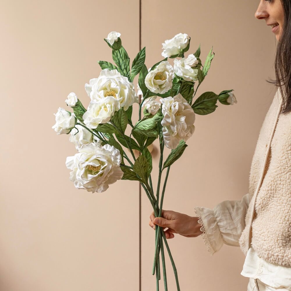 Flowrette Rose Caroline fleur papier blanche x1