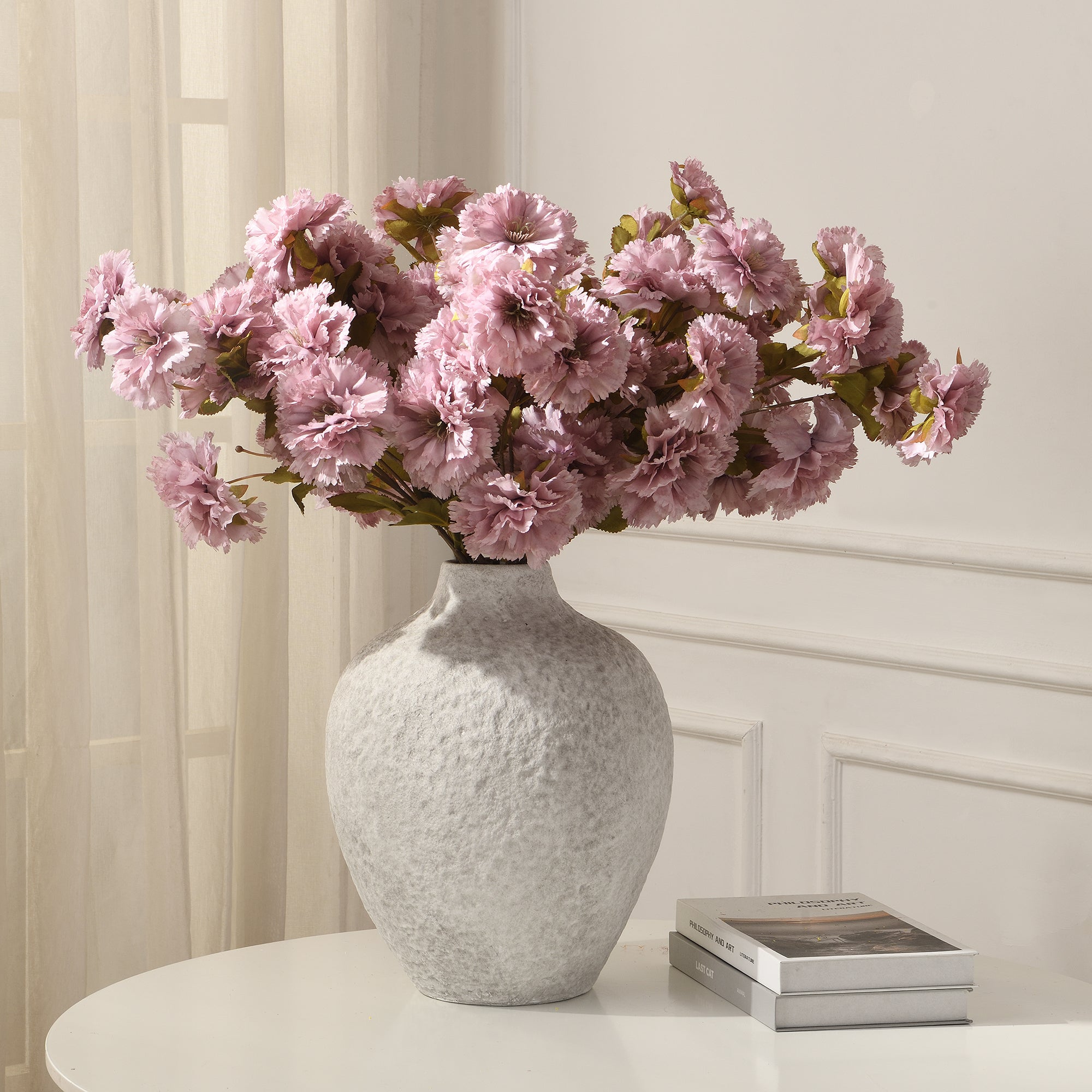 Sia Œillet tige artificielle crème 70 cm 3 fleurs