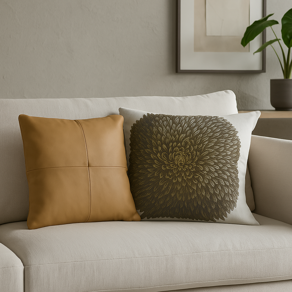 Sia Home Goldy housse de coussin coton blanc 40x40 fleur