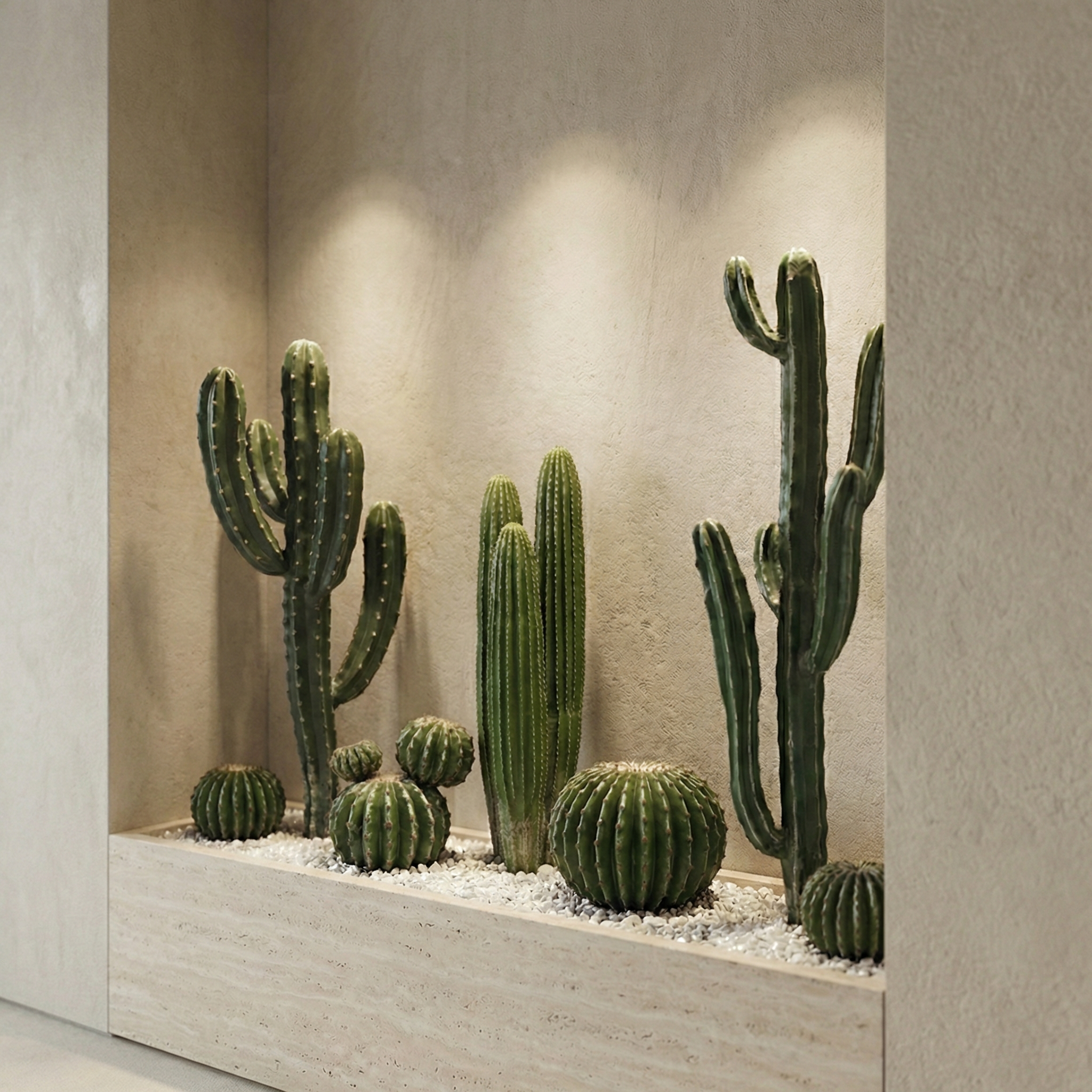 Sia Home Cactus rond artificiel vert pot 31 cm