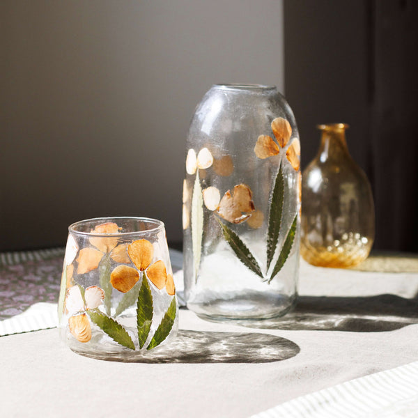Flowrette Kalika photophore verre fleurs séchées
