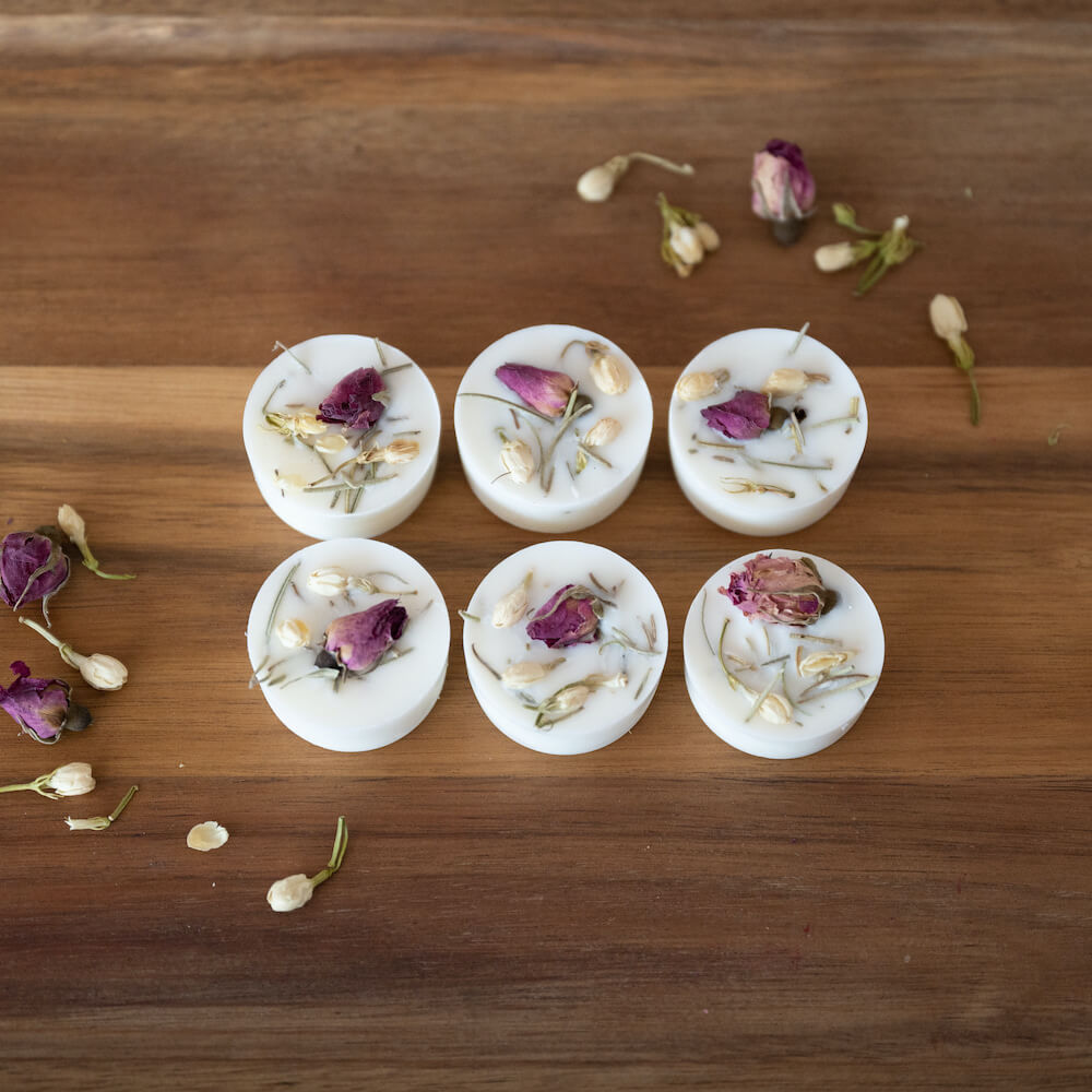 Flowrette Fondants fleuris jasmin cire soja x6 fleurs séchées