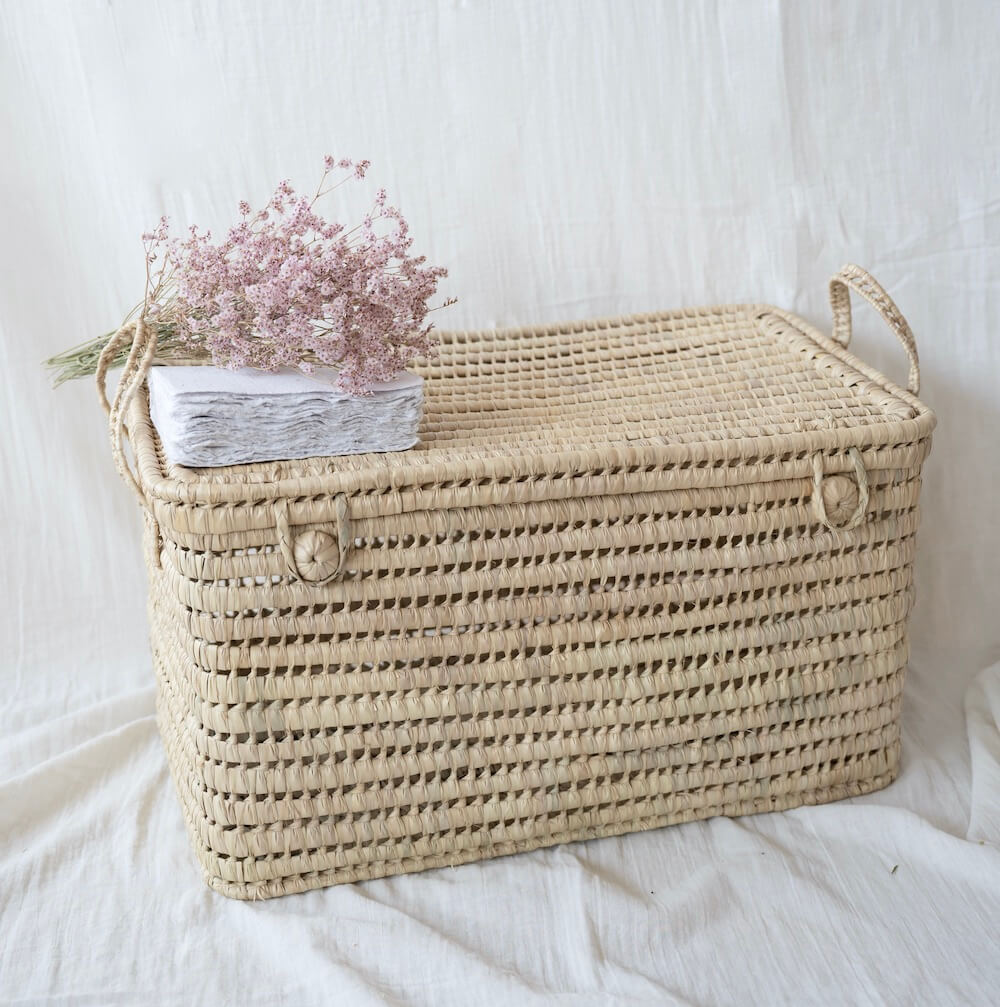 Flowrette Malle artisanale palme panier petite malle
