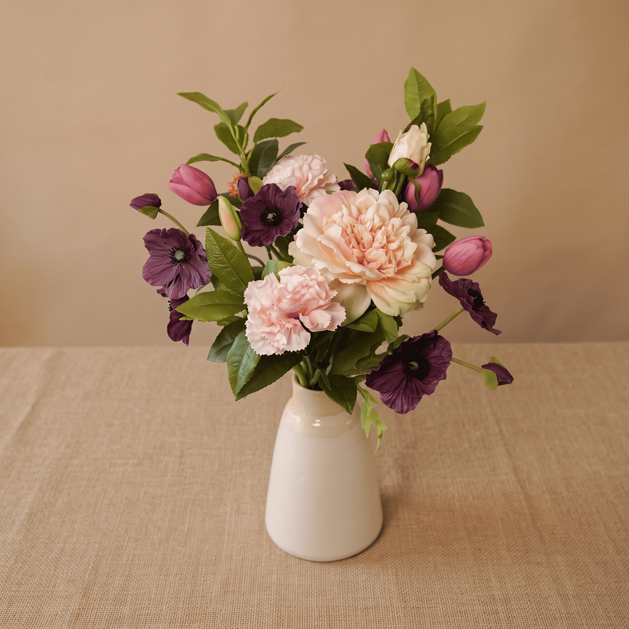 Flowrette Morgane bouquet artificiel pivoine violet rose