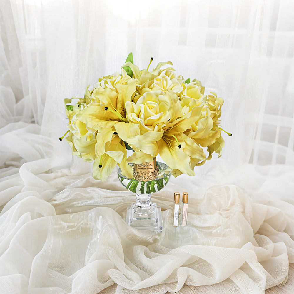 Côte Noire Versailles VLR08 bouquet lys roses jaunes artificiel