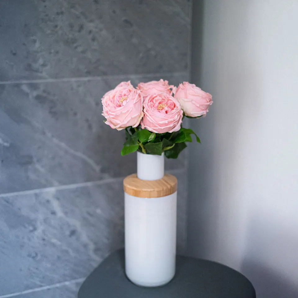 Flowrette Rose rose pâle fleur artificielle x1 Real Touch