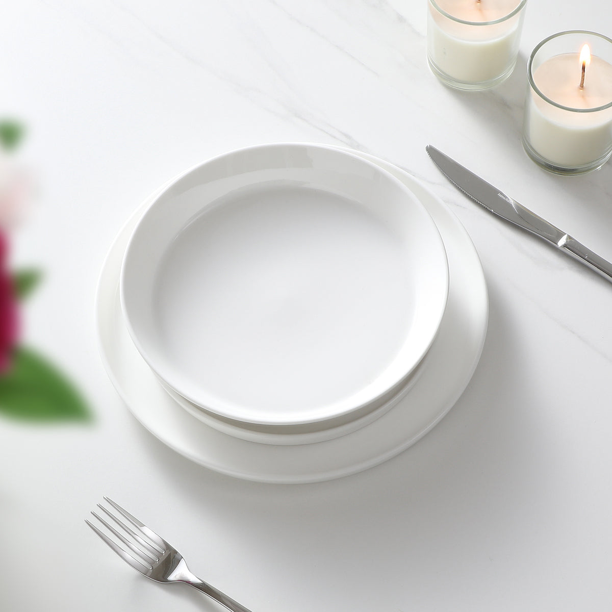 Sia Louise Service 4 assiettes dessert porcelaine blanc 20 cm