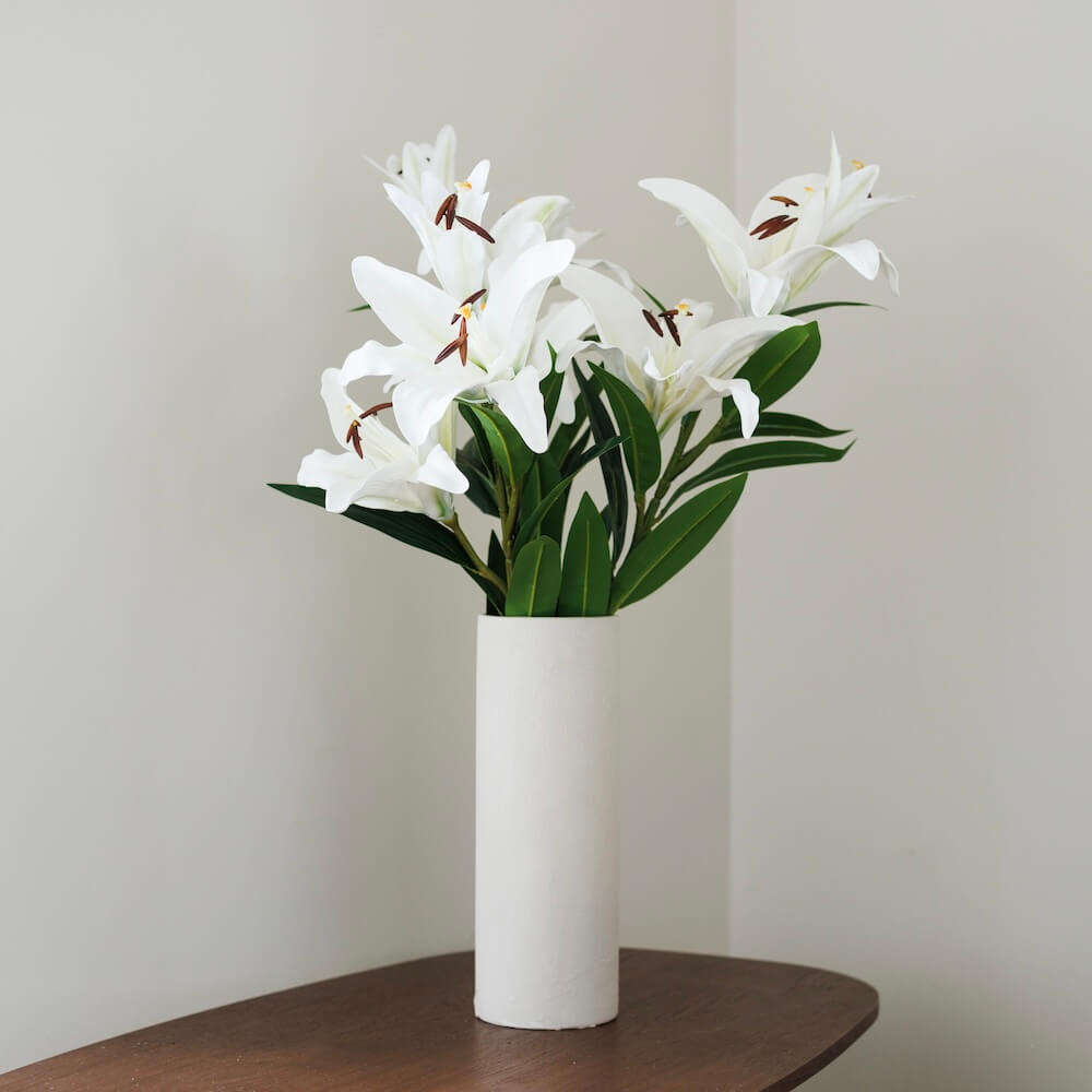 Flowrette Fleurs artificielles lys blanc artificiel x1 3 têtes