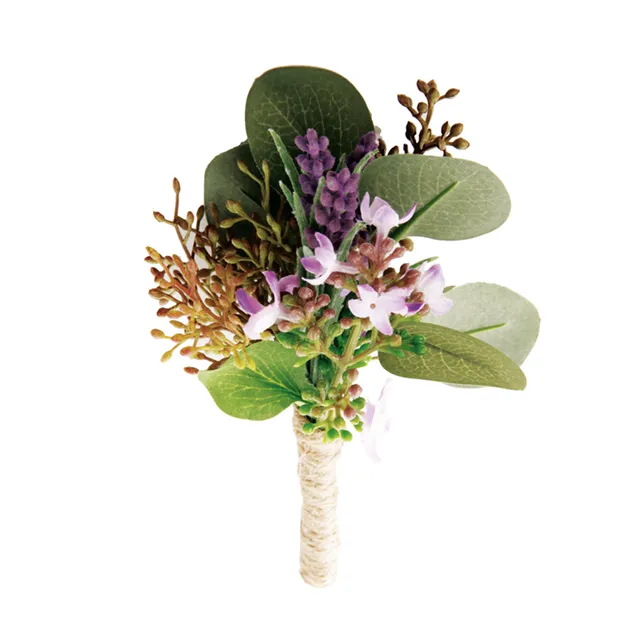 Sia Home boutonnière artificielle lavande eucalyptus violet