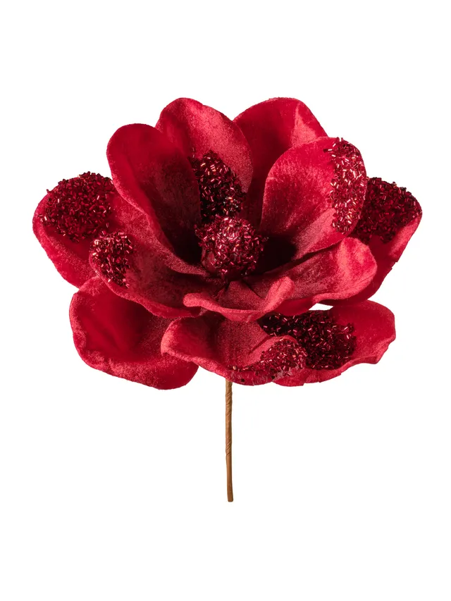 Feuillazur Rungis Magnolia fleur artificielle rouge 25 cm