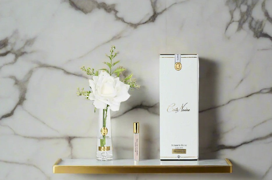 Côte Noire Summer Roses SRG01 rose blanche vase parfumée