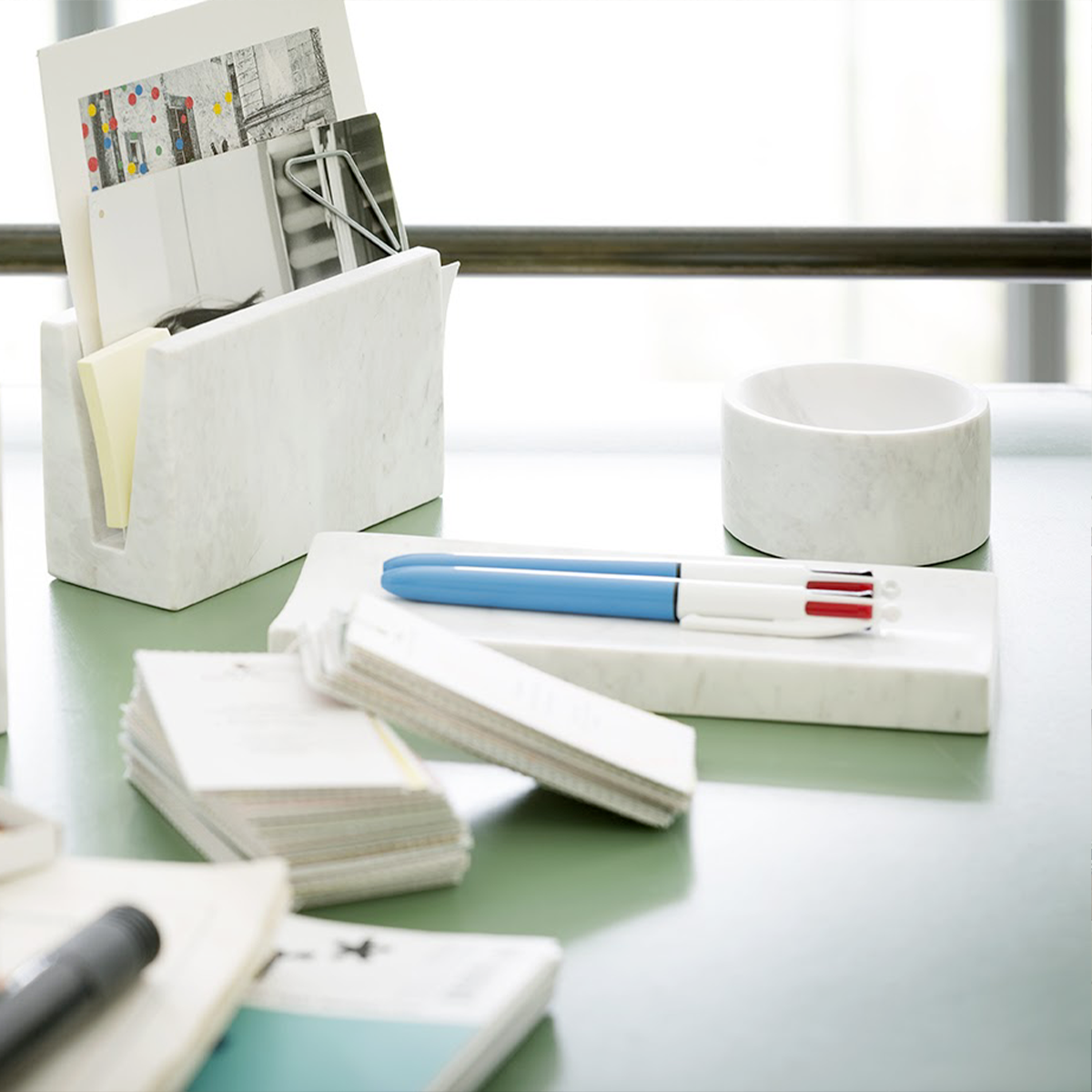 Sia Home Rangements Vide-poche Office coupelle marbre blanc