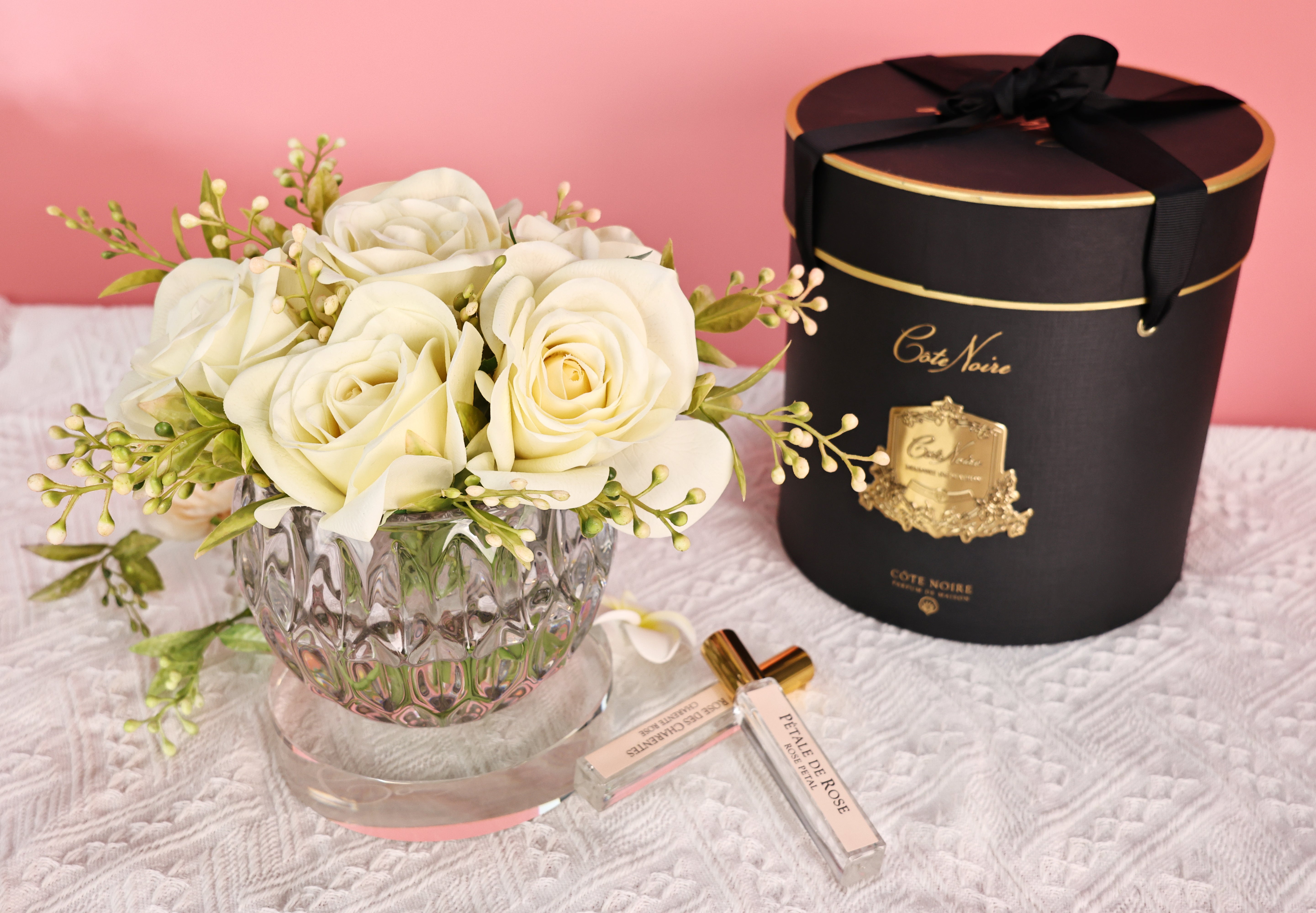 Côte Noire Summer RSR15 bouquet rond roses champagne