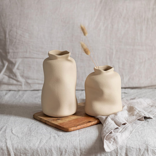 Flowrette Sable vase beige S 17 cm fait main Portugal