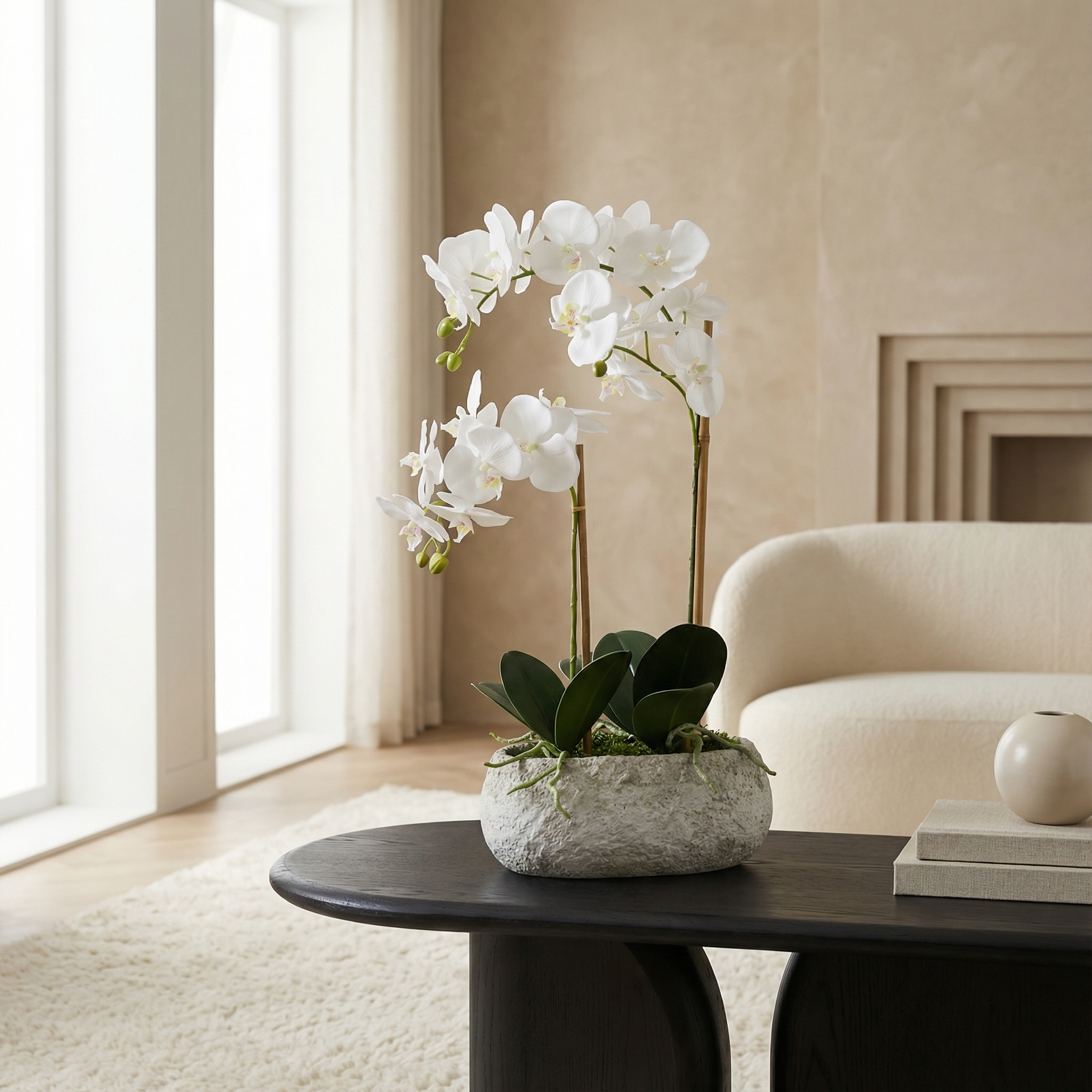 Sia Home Sérena composition orchidée artificielle blanc 65 cm