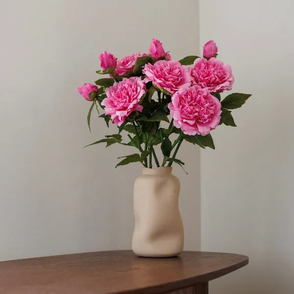 Flowrette Pivoine Rose Foncé Fleur Artificielle Toucher Naturel