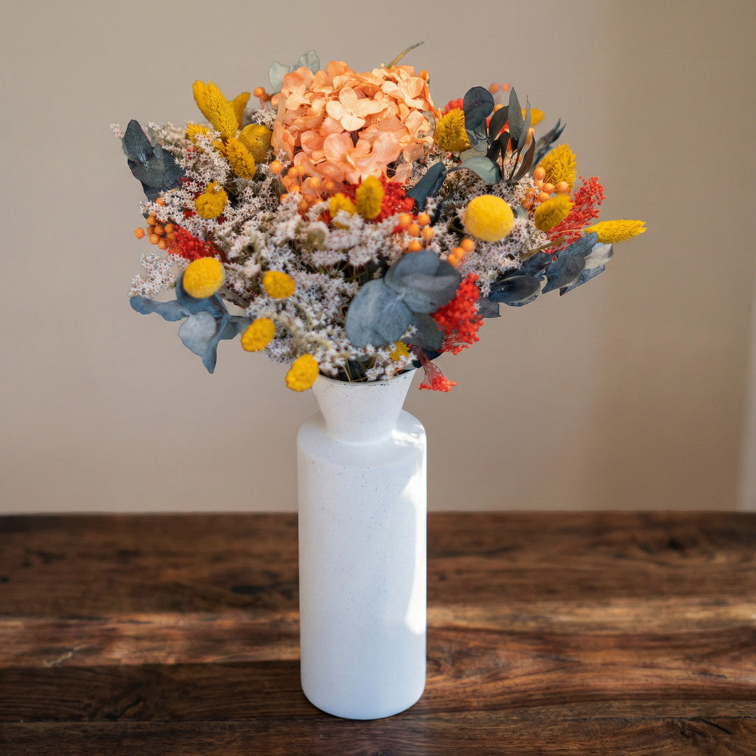 Flowrette Bouquet Prévert fleurs séchées orange artisanal