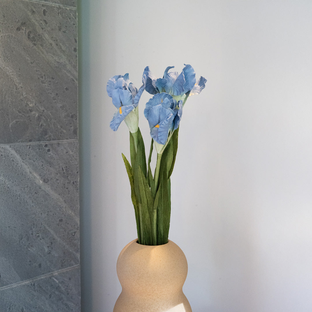 Flowrette Fleurs en papier Iris bleu x1 éternelle