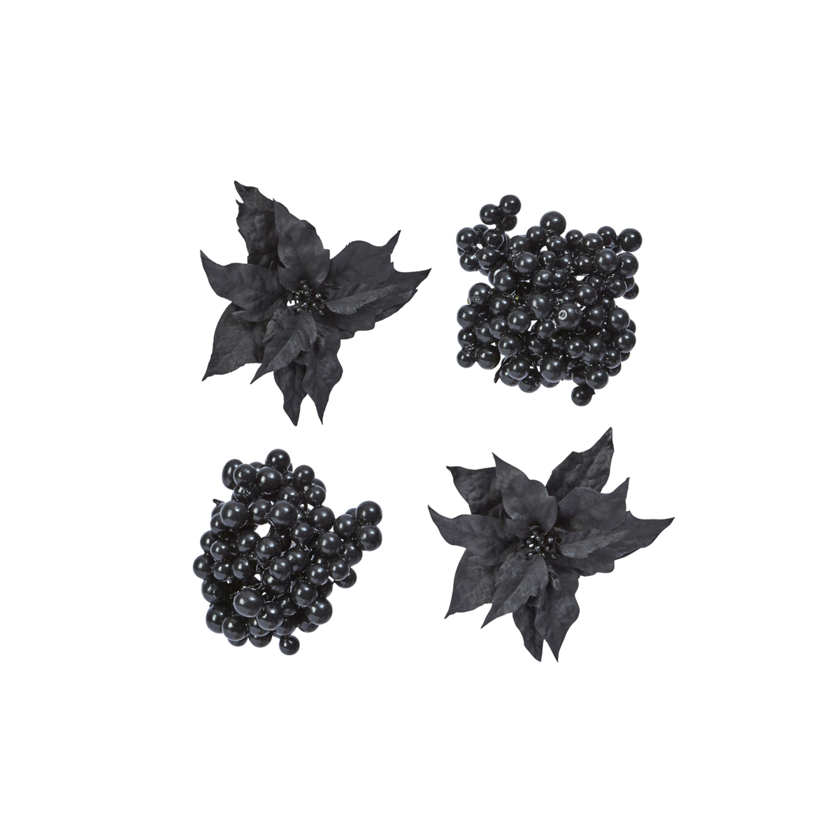 Sia Home Baies Poinsettias set 4 ornement Noël clip