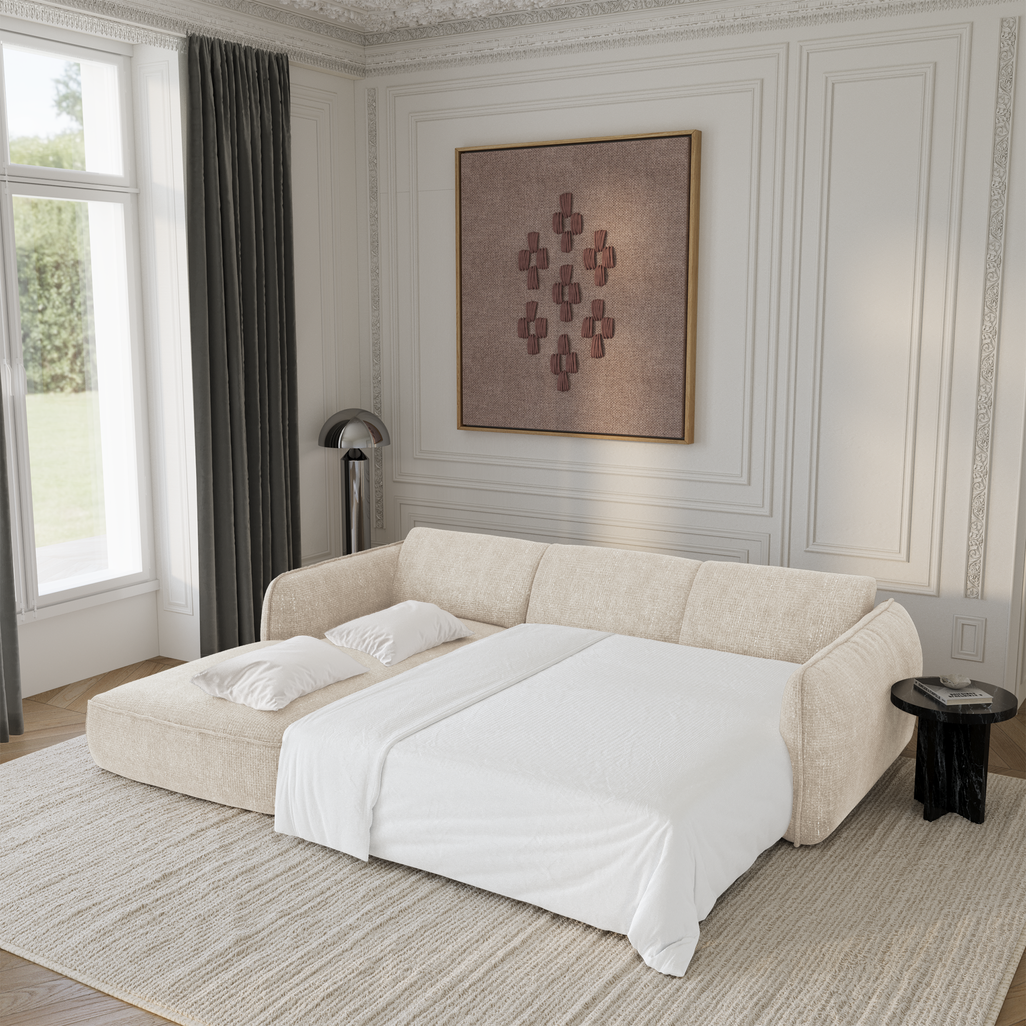 Sia Home Livia canapé angle gauche convertible crème