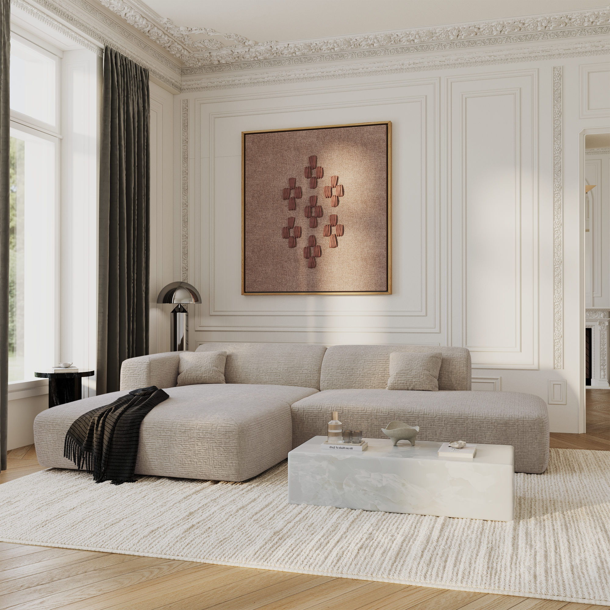 Sia Home Myra canapé d'angle gauche 5 places crème