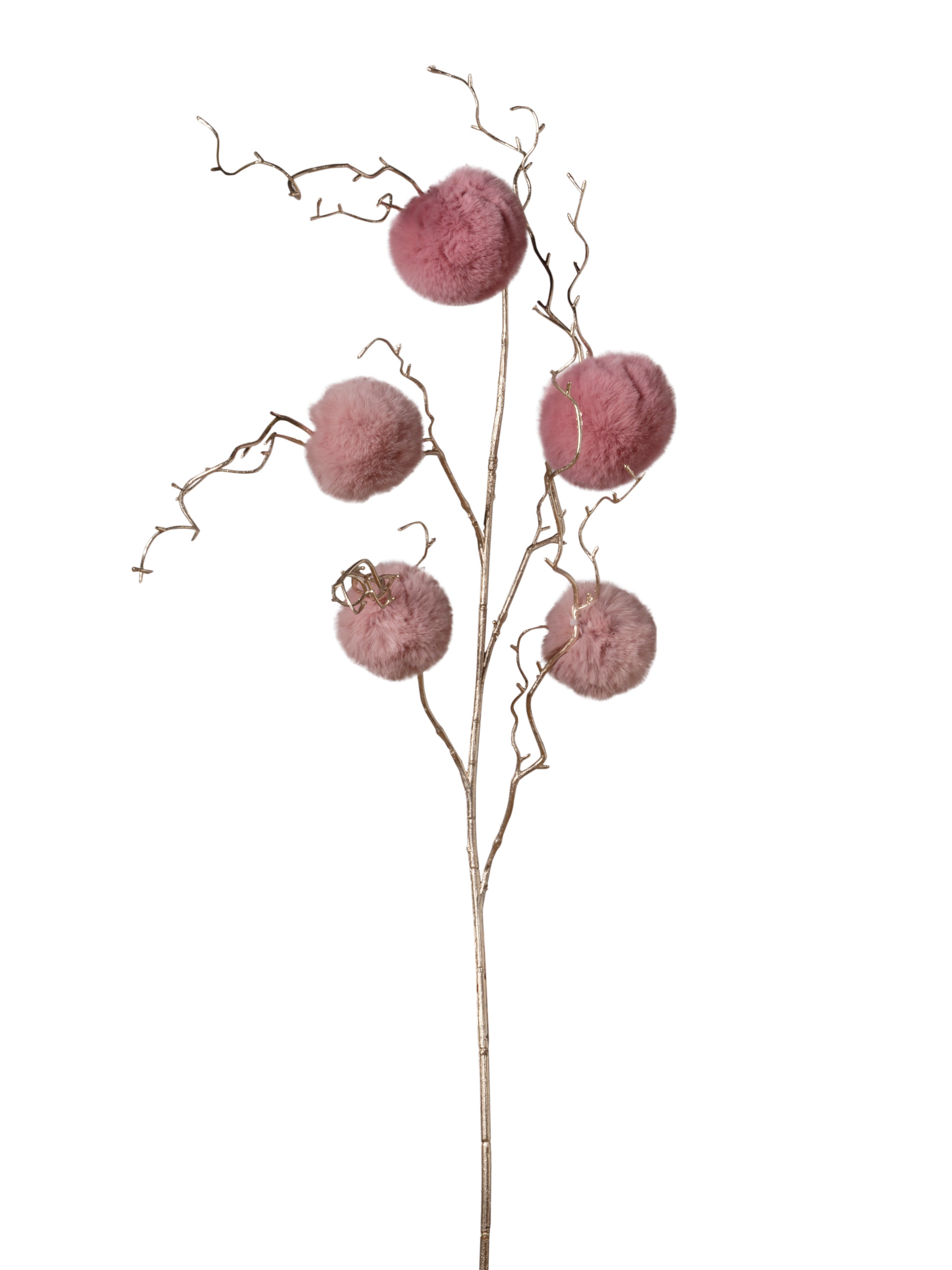 Feuillazur Rungis Branche de Pompom fleur rose Noël