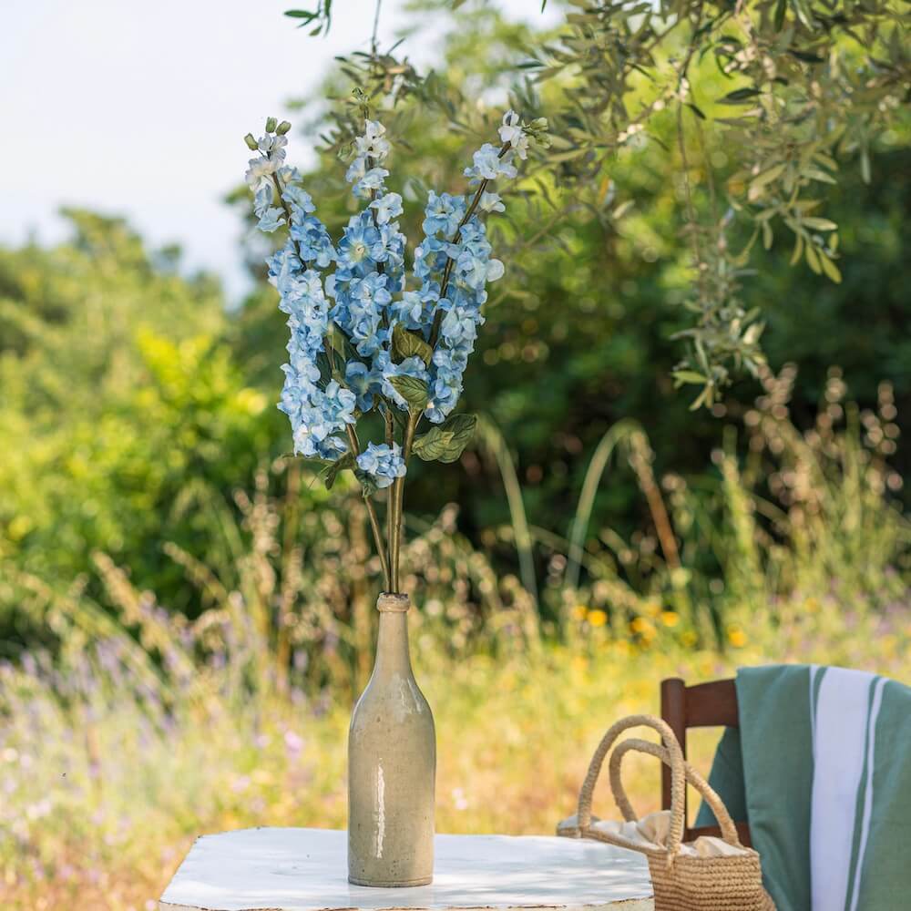 Flowrette Fleurs en papier delphinium bleu tige x1 fait main
