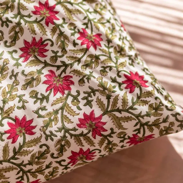 Flowrette Bally housse coussin coton block print