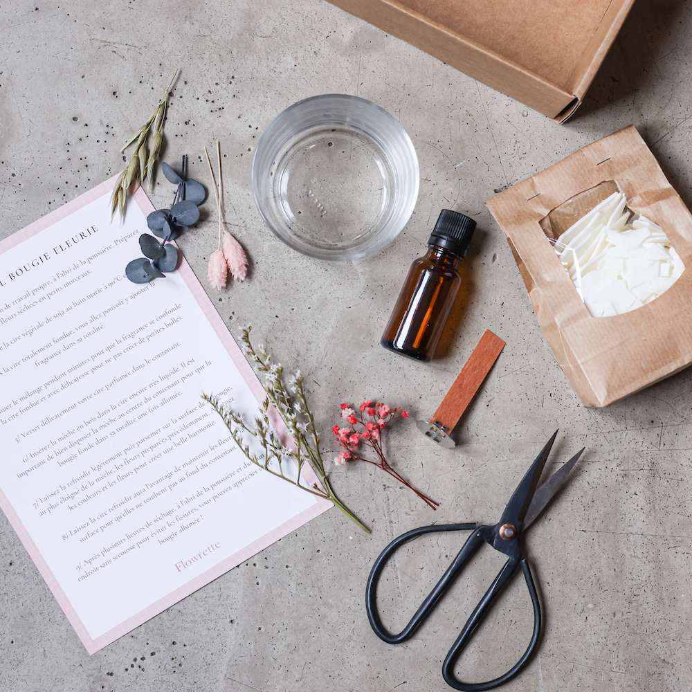 Flowrette Hector kit DIY bougie fleurie coton cire de soja