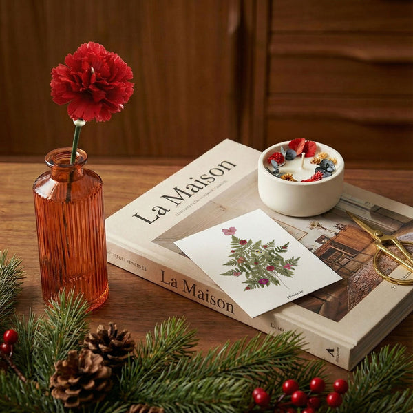 Flowrette Box Noël Vitamine bougie pivoine papier vase + carte
