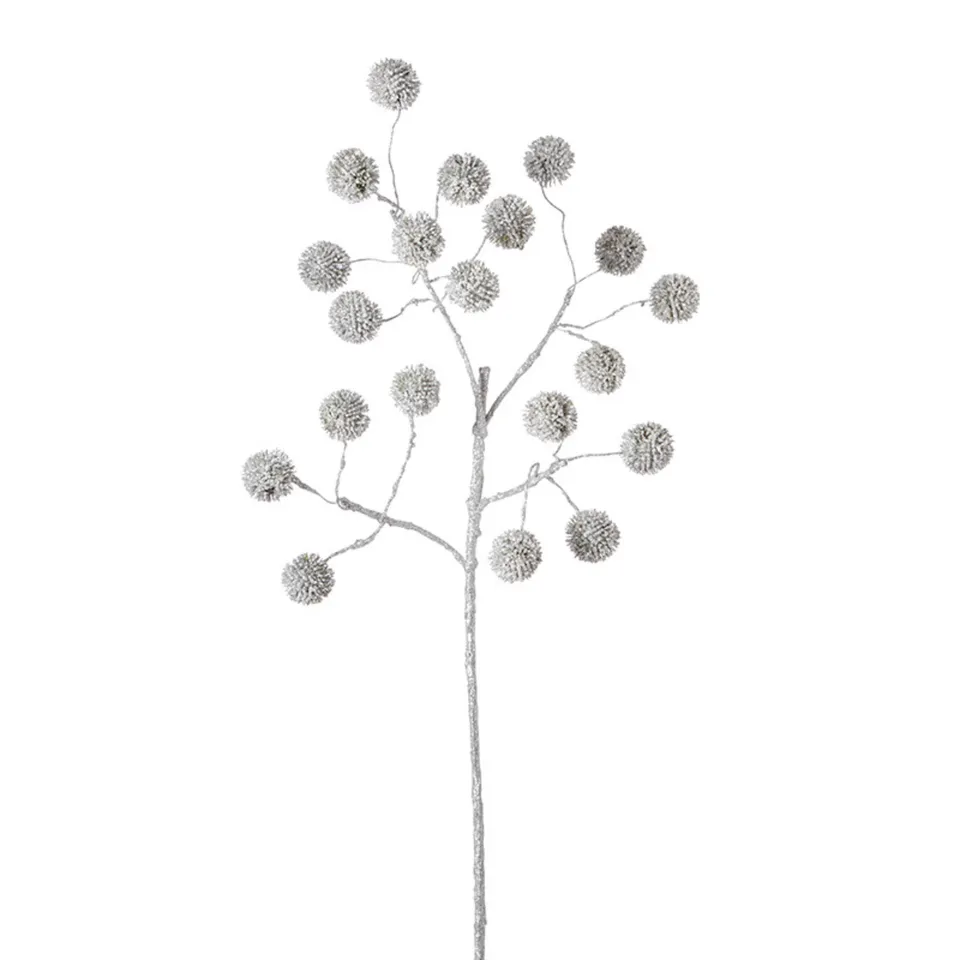 Sia Home Izia Branche pompons pailletés argenté 94 cm plastique