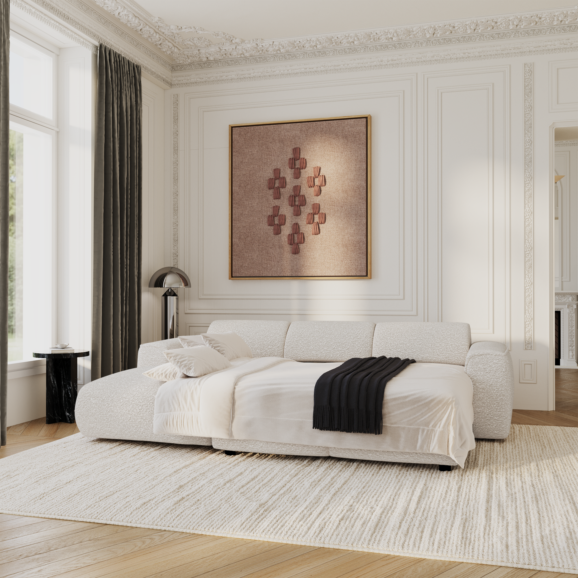 Sia Home Yuma canapé convertible angle gauche 5 places crème