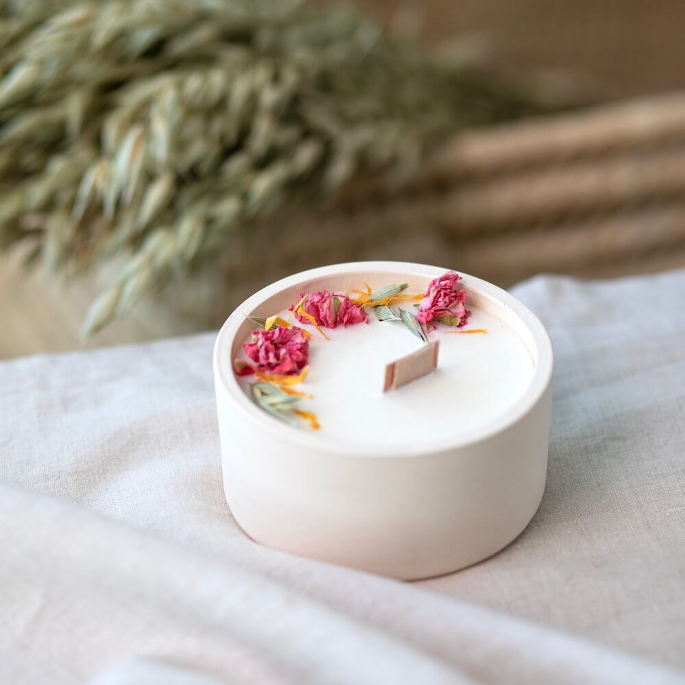 Flowrette Bougies Lin Bougie Fleurie Parfum Linge Céramique