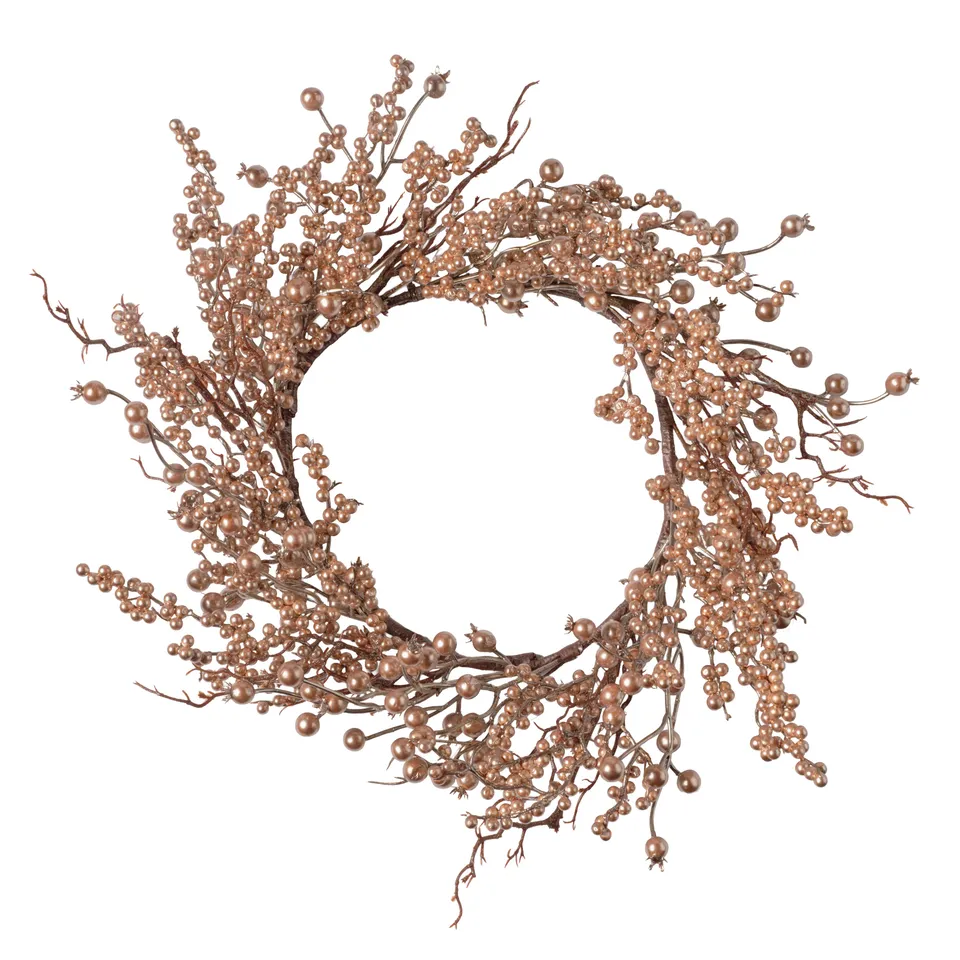 Feuillazur Rungis Couronne baies champagne couronne Noël 25cm