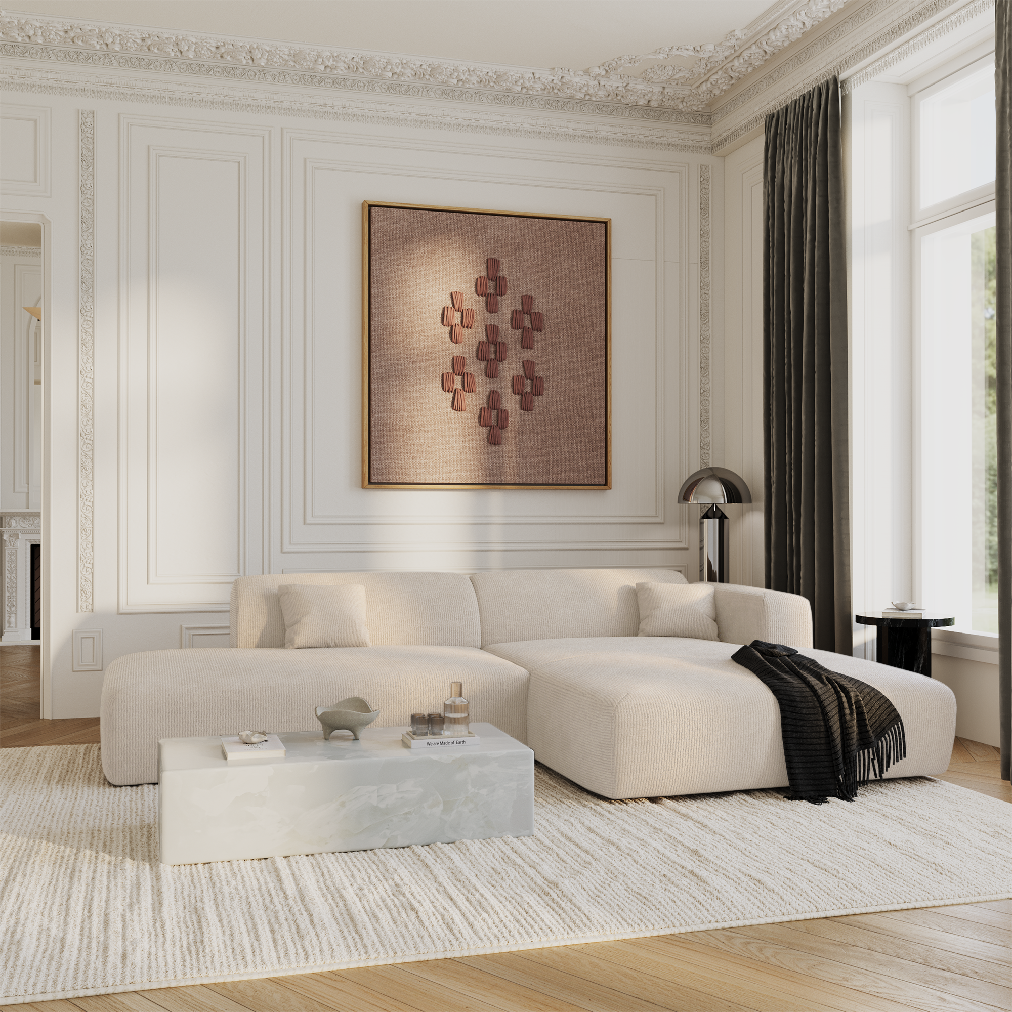 Sia Home Myra canapé angle droit crème beige 5 places