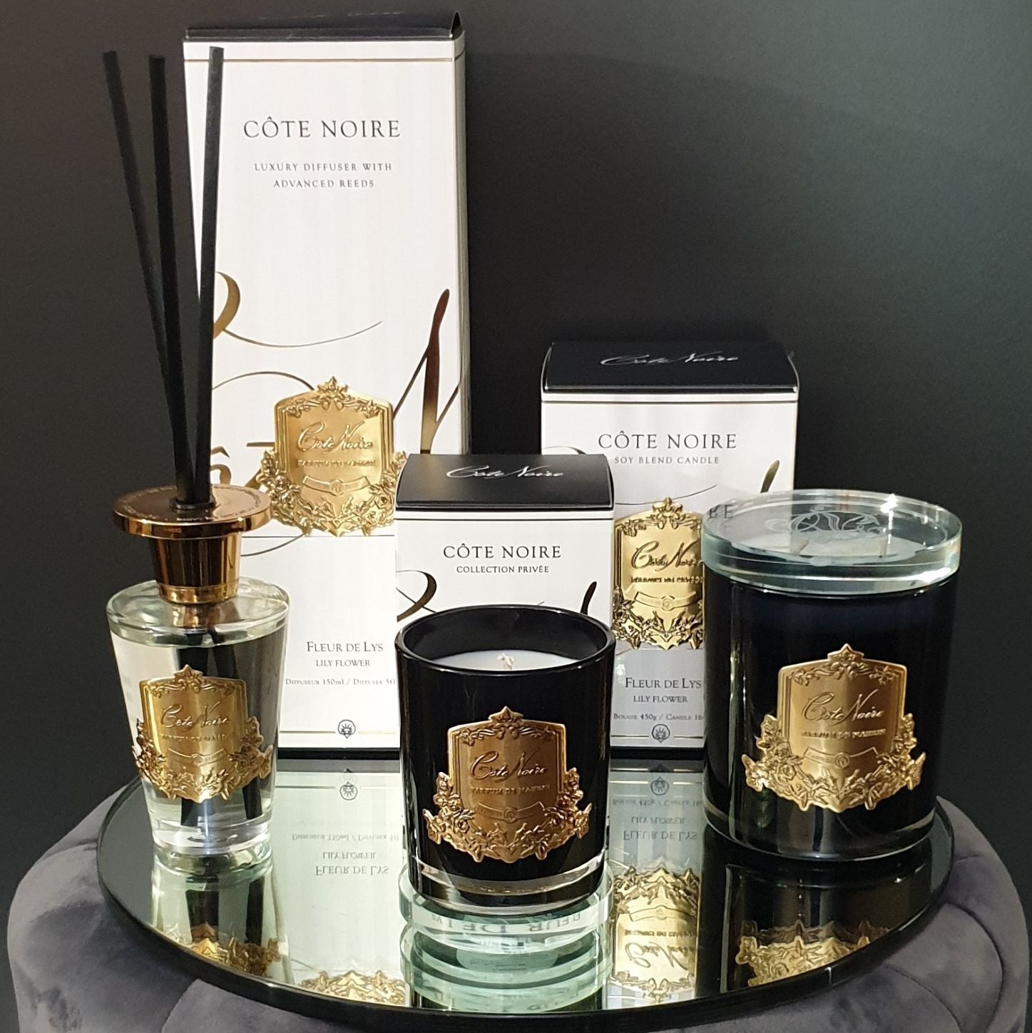 Côte Noire Soy Blend Candles 450C bougie lys 450g doré
