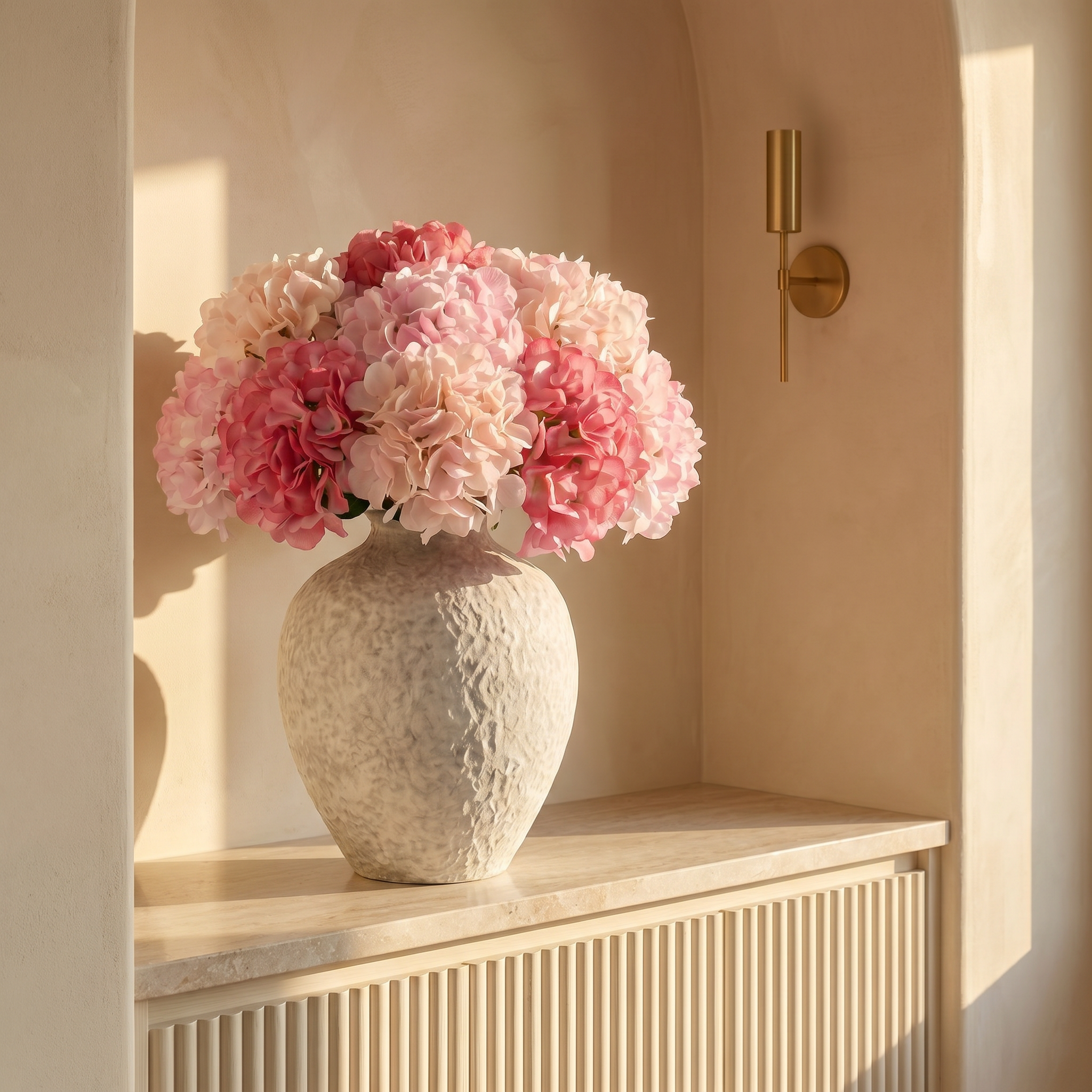 Sia Bouquets Artificiels hortensia rose 9 tiges 63 cm