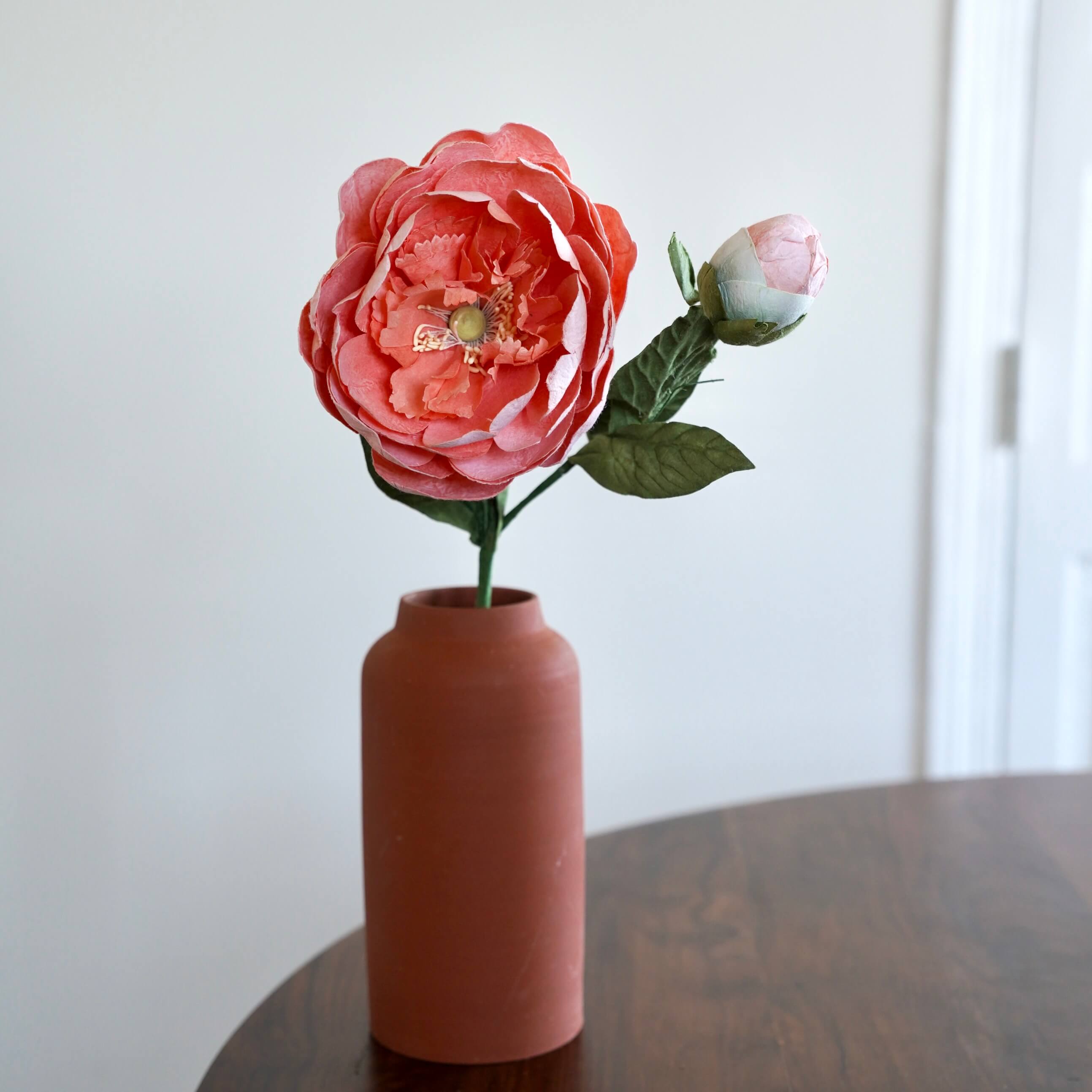 Flowrette Fleurs en papier grande pivoine pêche x1