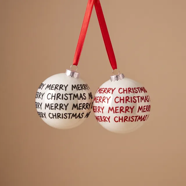 Sia Home Merry Christmas boules de Noël verre blanc 8 cm