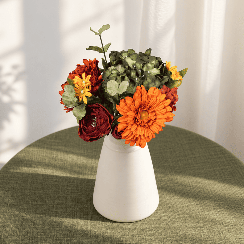 Flowrette Bouquet fleurs en papier d'automne dahlia bordeaux