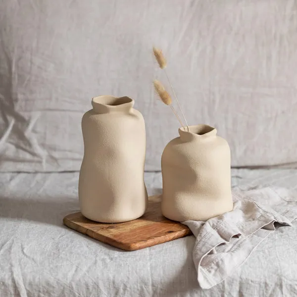 Flowrette Sable vase beige M 23 cm fait main Portugal
