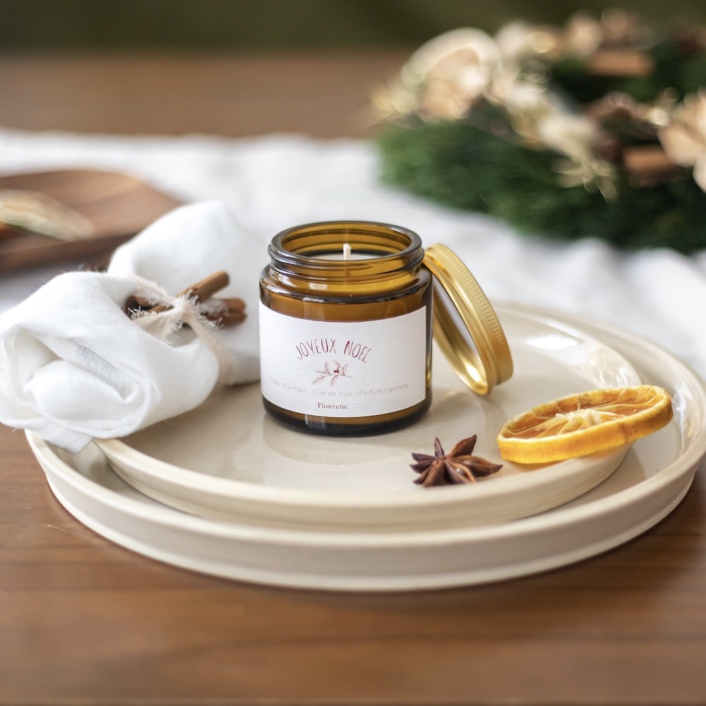 Flowrette Set 4 bougies Noël parfumées cannelle marque-place
