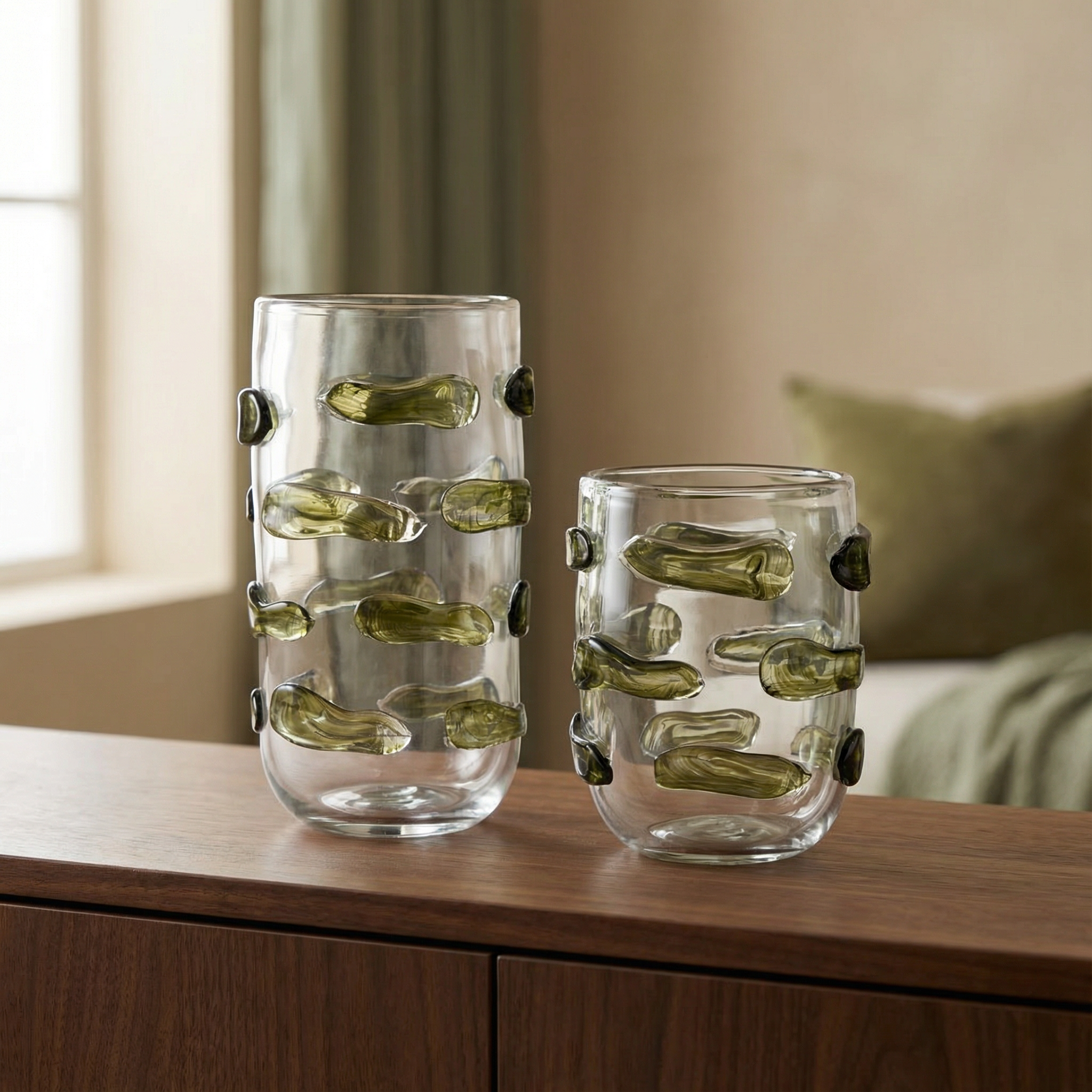 Sia Home Vertone vase verre soufflé vert 38 cm artisanal