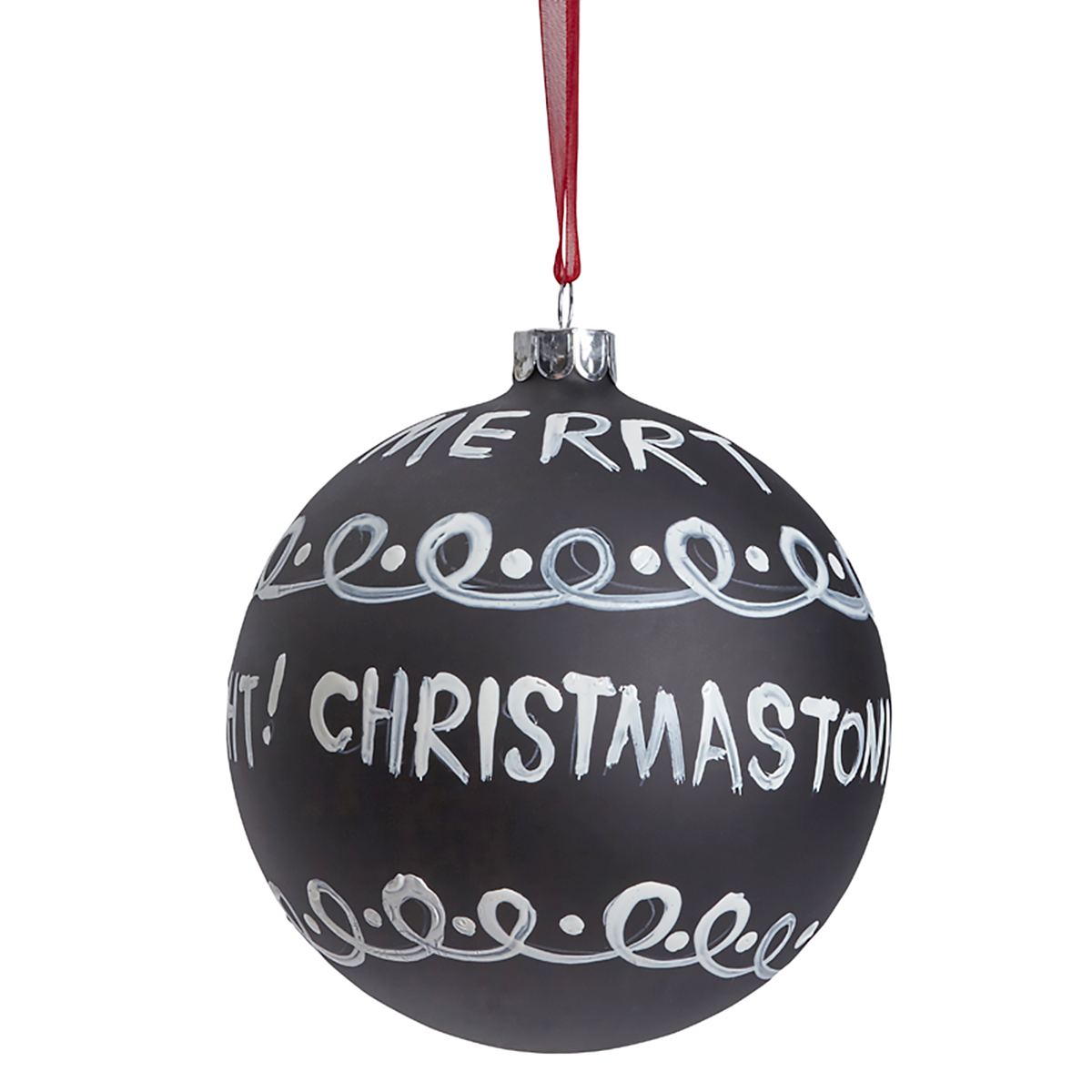 Sia Home Boule Noël Graphique Merry Christmas blanc 10 cm