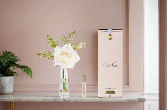 Côte Noire Summer SRG02 rose artificielle blush vase doré