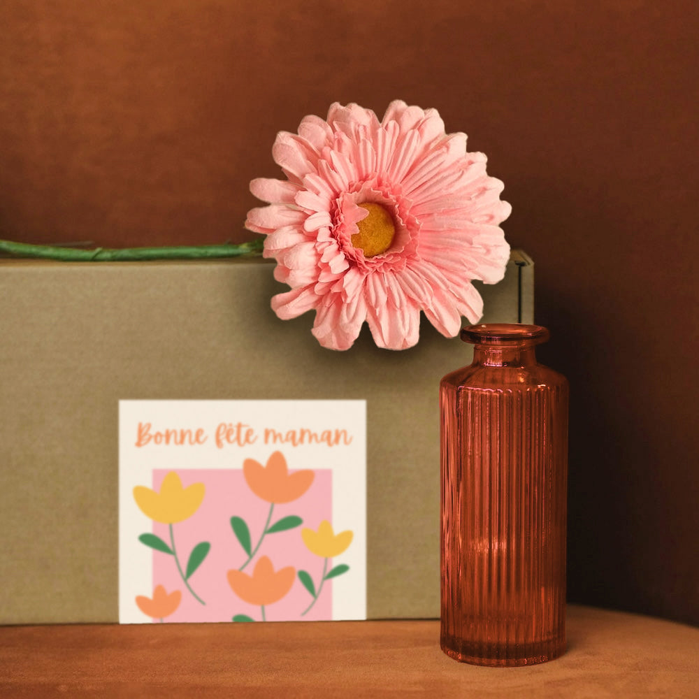 Flowrette Petit Coffret Fête des mères rose gerbera papier