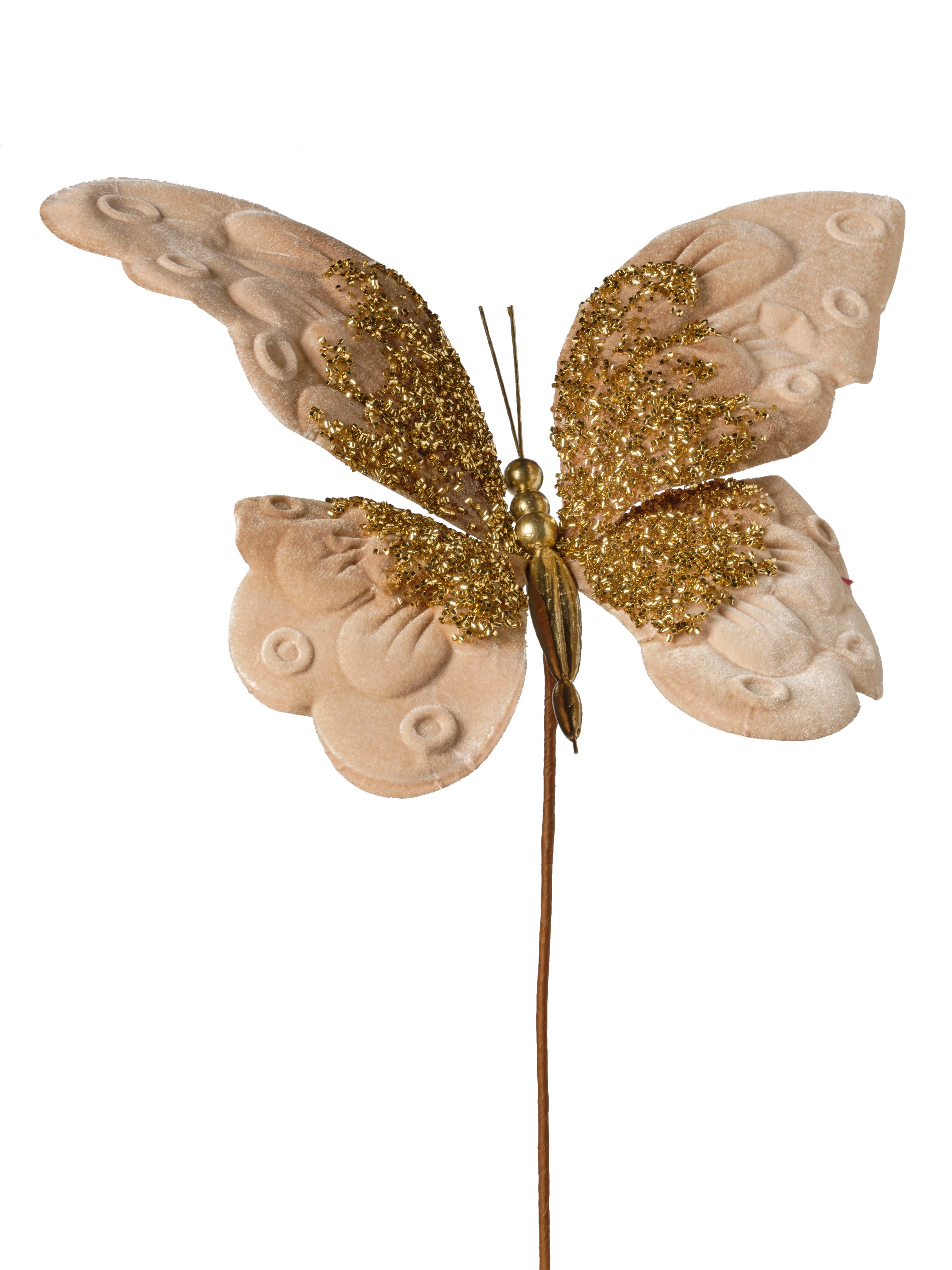 Feuillazur Rungis Papillon paillettes branche rouge 45,5cm